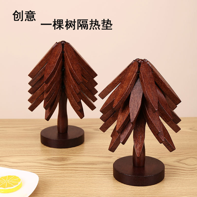 Tree shape bamboo wooden trivet (5 set)