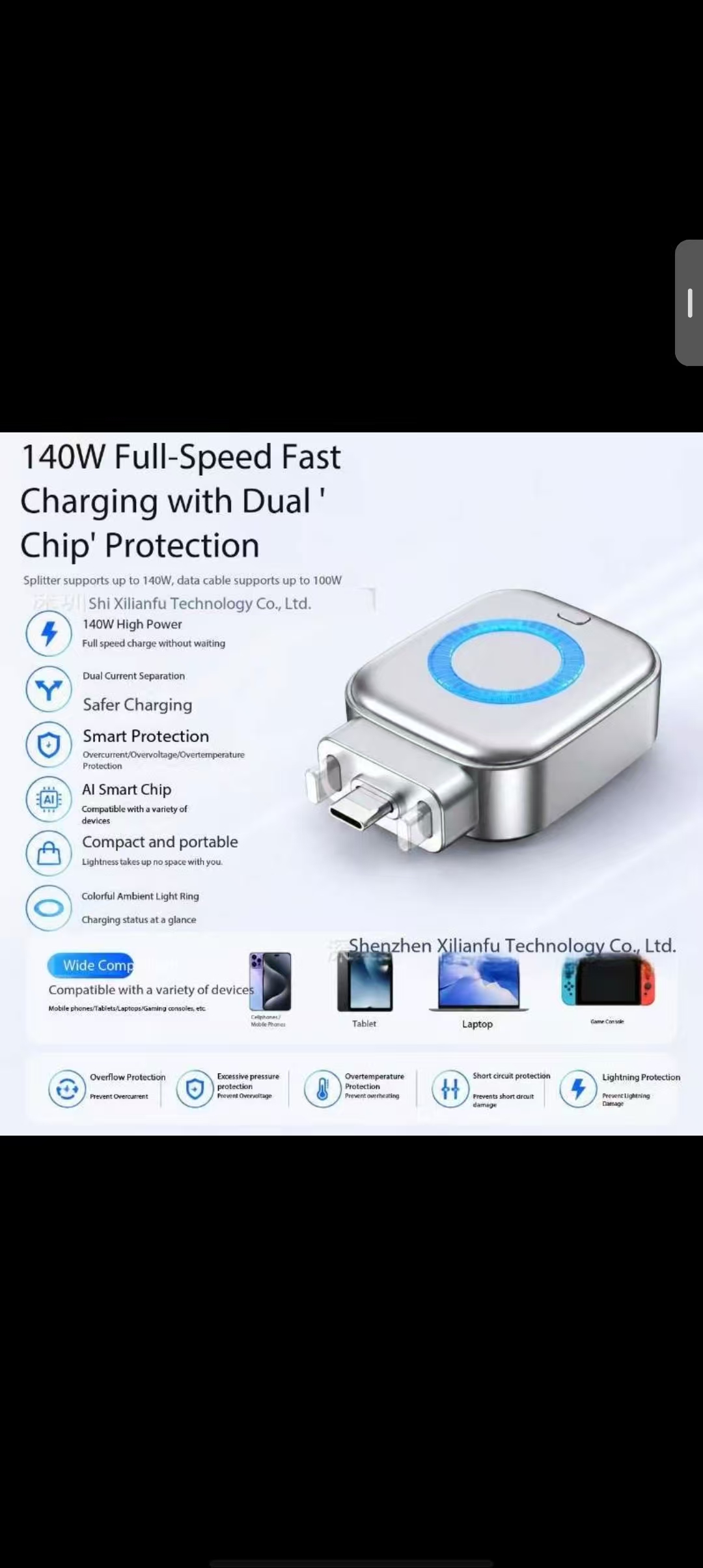 140W Smart Auto Cut-Off Charger Adapter with display lighting – Universal Fast Charging Safety Protector with Overcharge Prevention for Smartphones, Tablets, Laptops & USB Devices